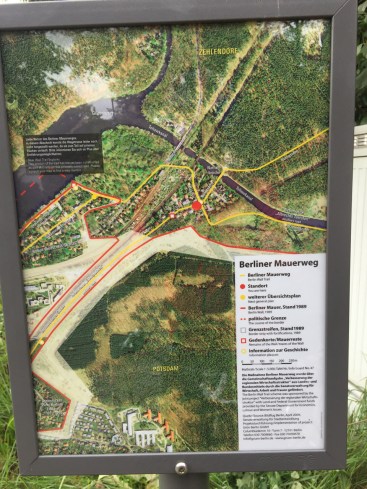 Sign shown the original layout of the inner and outer walls and the death strip.